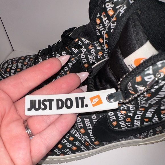 Nike Authenticated Air Force 1 High Tops Black and Orange Just Do It Size 7 - Picture 16 of 17